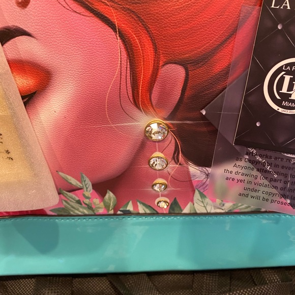 La Philipe Miami Bag Lips Rhinestone Artist LP Travel Purse Nwt Tote Clutch. - Picture 3 of 10